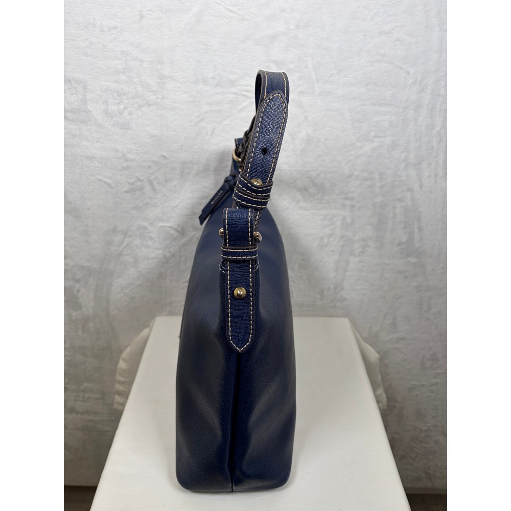 Dooney & Bourke Saffiano Leather Hobo Bag Purse Navy Blue Large Shoulder Bag - Picture 7 of 15